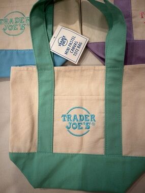 Trader Joe's Mini Canvas Tote in Mint Green $11 each